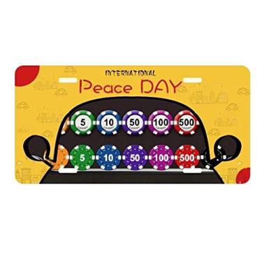 Imagem de DIYthinker Placa de licença com ilustração de arranjo lateral com fichas Tag Decoração de carro Dia da Paz