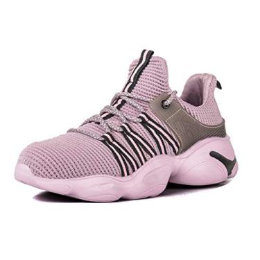 Imagem de SafeByAlex sapato de segurança para trabalho com bico de aço, estilo tênis superleve, entressola Kelver, sola de EVA para homens e mulheres, 810 - Rosa, 8.5 Women/6.5 Men