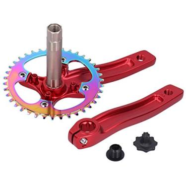 Imagem de Naroote wosume Conjunto de manivela de velocidade única, 38T 1 conjunto de braço de manivela de velocidade única, para reparos de bicicleta de cubo de bloqueio médio, muitos modelos de bicicleta de substituição de acessórios de bicicleta (vermelho)