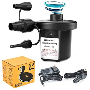 Imagem de Bomba de ar elétrica, bomba de colchão de ar portátil, bomba elétrica de inflador universal bidirecional de 110V AC/12V CC para piscina inflável, camas de ar, etc