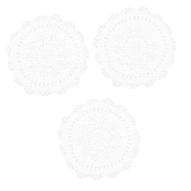 Imagem de Cabilock 3 Pecas Tapete Decorativo Tapete De Banheiro Tapete De Tricô Tapete Felpudo Redondo Tapete De Entrada Não Tapete De Macramê Tecido Algodão Recém-nascido Branco Esteira Tecida