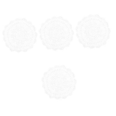 Imagem de Cabilock 4 Pcs Tapete Decorativo Tapetes Circulares Para Crianças Tassel Tassel Pequeno Tapete Redondo Tapete De Banho Boêmio Entrada Berço Recém-nascido Tecelagem Manual Branco Algodão