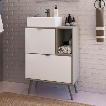 Imagem de Gabinete com Pés Para Banheiro sem Cuba Nordic Branco/Argento