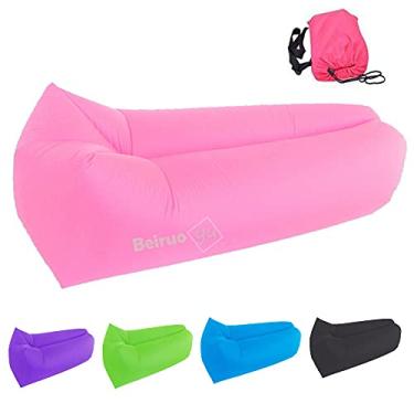 Imagem de Bry saco inflável espreguiçadeira Air Chair Sofá cama saco de dormir sofá para praia acampamento lago jardim (rosa)
