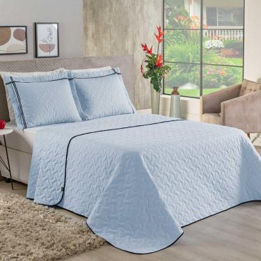 Imagem de Cobre Leito Queen Bella 100% Algodão 3 Peças - Azul