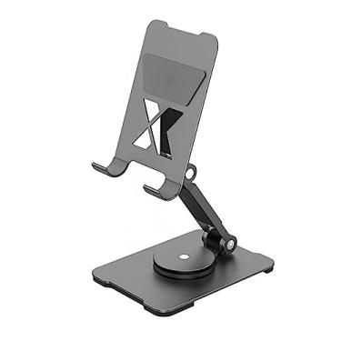 Imagem de Suporte Celular Tablet Dobrável Universal Apoio Mesa Rotativo Ajustável Metal (Cinza)