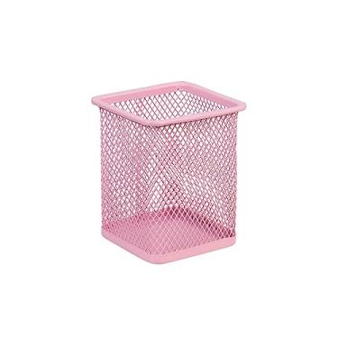 Imagem de Porta Lápis e Caneta Aramado Quadrado BRW Rosa Pastel