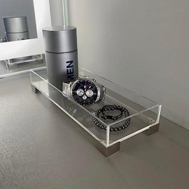 Imagem de Bandeja organizadora de lavabo - Slim pé prata - Transparente