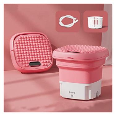 Imagem de Poderosa máquina de lavar portátil pequena máquina de lavar roupa íntima portátil com balde de drenagem meias arruela de roupas acampamento mini máquina de lavar dobrável eletrodomésticos (cor: rosa)