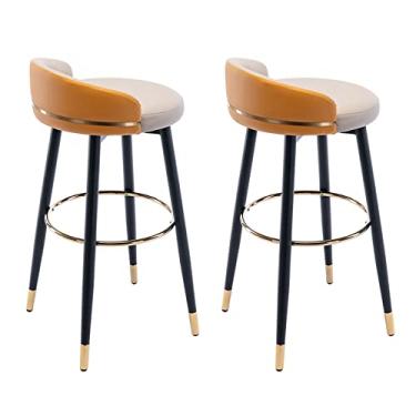 Imagem de Cadeiras de jantar, banquetas de bar, conjunto de 2 bancos giratórios de 360 graus com assento acolchoado, bancos de altura de bar sem braços para jantar em bistrô, café da manhã, Ilha Tudo está bem