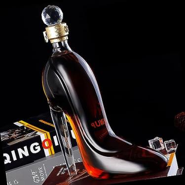 Imagem de Garrafa De Vinho Em Forma De Salto Alto De Vidro De 750 Ml, Decantador De Vinho Tinto De Salto Alto, Elegante Decantador De Vidro Feito à Mão, Adequado Para Destilados, Uísque