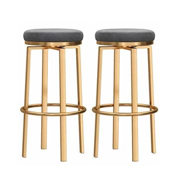 Imagem de Cadeiras de jantar cadeiras de sala de jantar conjunto com 2 banquinhos de bar giratórios, elegante banqueta de altura de balcão dourado veludo estofado para cozinha ilha sala de jantar pátio (altura do assento: 65 cm/75 cm) Tudo está bem