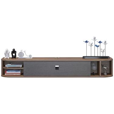 Imagem de Suporte de TV flutuante montado na parede, prateleira flutuante, armário de TV montado na parede, unidade de TV, prateleira de armazenamento multimídia para sala de estar, quarto, escritório, olá