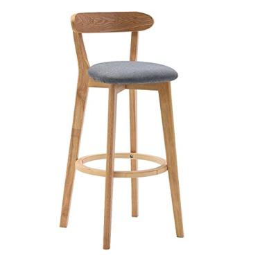 Imagem de Cadeiras de jantar banquetas de bar, banquinho alto para sala de estar cafeteria com capa de assento removível, cadeiras de bar de balcão de cozinha de café da manhã com apoio para os pés e encosto, pernas de madeira maciça marrom está tudo bem
