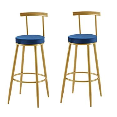 Imagem de Cadeiras de jantar, banquetas de bar, balcão, conjunto de 2 bancos de bar altos de veludo para café da manhã, banquetas de jantar, cadeiras de bar de altura fixa com apoio para os pés para bar de café da manhã, balcão, cozinha Tudo está bem