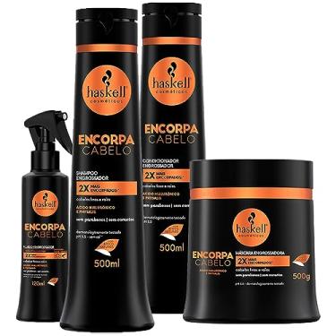 Imagem de Kit Encorpa Cabelo Haskell Shampoo Cond Máscara 500g +Fluido