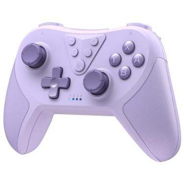 Imagem de Controle do Switch, controle sem fio para Switch/Switch Lite/Switch OLED, gamepad remoto do Switch Pro com giroscópio de 6 eixos, suporte Wake-on-Wake e Twin Turbo ajustável (Roxo)