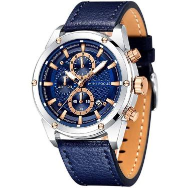 Imagem de Relógio casual, pulseira de couro, masculino