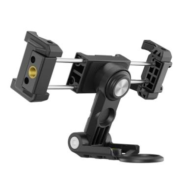 Imagem de Tripé de rotação de 360° universal duplo parafuso de 1/4" tripé para smartphone para todos os smartphones, clipe de suporte de celular duplo giratório de 360°