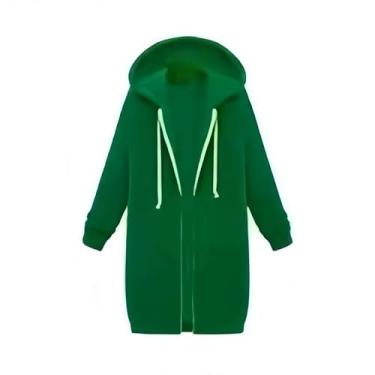 Imagem de RuuTe Casaco com capuz feminino outono inverno casacos casacos grandes, Verde grama, 3G