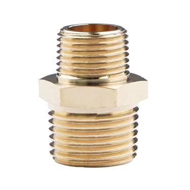 Imagem de U.S. Solid Encaixe de tubulação de latão, bico hexagonal redutor, conector NPT macho de 1,27 cm x 3/8", adaptador resistente (1 peça)