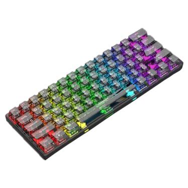 Imagem de Yoetaun Teclado mecânico transparente, compatível com Bluetooth, fio USB 2,4 G, 3 modos, personalizado, retroiluminado a quente, para uso doméstico