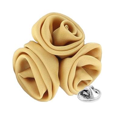 Imagem de Vittorio Vico Broche de lapela premium trio de flores - lapela formal para homens, broche de flor, 2.0" (5.10CM), Poliéster, Não aplicável