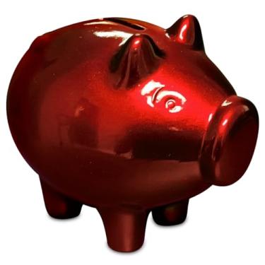 Imagem de Genérico, Cofre Porquinho Porco para guardar moedas Cerâmica Poupança Vermelho