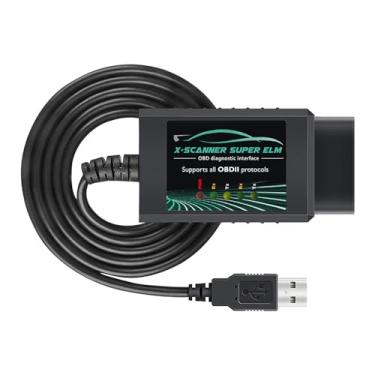 Imagem de Adaptador OBD2 USB ELM327 Scanner com FT232RL 18F25K80 V1.4 chip original, adequado para motocicleta Ducati OBDII, ferramenta de diagnóstico para Ford Mazda Toyota Fiat, funciona com sistema Windows