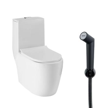 Imagem de Pingoo.casa, Kit Vaso Sanitário Monobloco Amazonita Ducha Apa - Branco e Preto