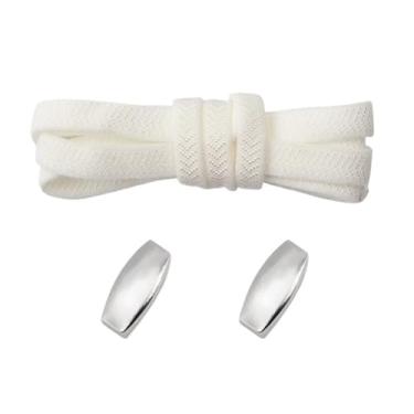 Imagem de Lock Elastic Laces Sneakers Tennis Shoelaces Without Ties Adult Kids Flat No Tie Shoelace For Shoes Accessories (Color : White)