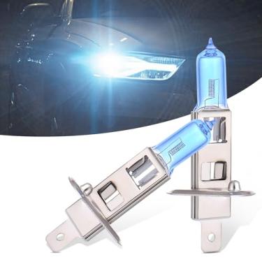 Imagem de GKmow Pack-2 lâmpadas de halogêneo H1, lâmpadas de xenônio para carro, luzes de farol alto de carro de 12 V 100 W, kit de substituição de luzes automotivas, universais para a maioria dos carros, SUVs