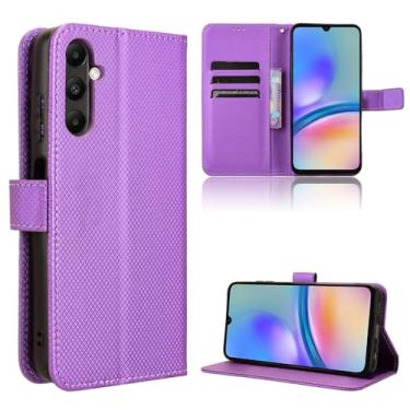 Imagem de Elubugod Capa de couro compatível com Samsung Galaxy M14 4G, capa flip de couro PU compatível com Samsung Galaxy A05s SM-A057F SM-A057F/DS SM-A057M SM-A057M/DS capa roxa