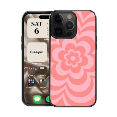 Imagem de CREFORKIAL Linda capa de telefone estética flor rosa para iPhone 15 Pro, capa rígida para iPhone 15 Pro, capa protetora fina à prova de choque TPU macio bumper + traseira rígida de alumínio
