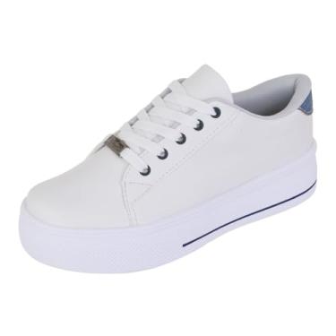 Imagem de Tênis Feminino Branco Leve Colorido Bellinda Shoes (AZUL, BR, Adulto, Numérico, 38)