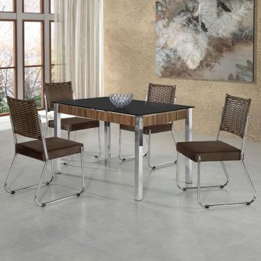Imagem de Mesa de Jantar Aço Nobre Cláudia com Tampo Kanon e 4 Cadeiras 
