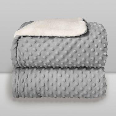 Imagem de Cobertor Plush com Sherpa Dots Cinza - Laço Bebê