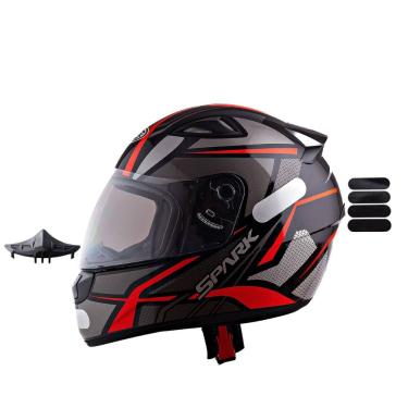Imagem de Capacete Masculino Ebf Spider Vermelho Mais Narigueira e Adesivo Preto