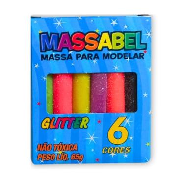 Imagem de Massinha Com Gliter de Modelar Cheirinho de Chiclete 6 Cores Colorida Brinquedo Infantil Crianças