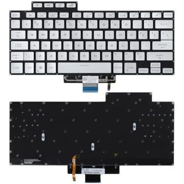 Imagem de Substituição de teclado retroiluminado para laptop ASUS ROG Zephyrus M16 G16 GA503 GA503Q GA503QS ‎GA503QR GA503QM M15 G15 GU603 GU603H GU603HE GU603HM GU603HR GU603Z layout dos EUA prata com fundo