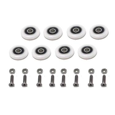 Imagem de 8 peças x rolos de porta de chuveiro, diâmetro do rolo 19/23/25/27 mm, para as polias/corredores/rodas de porta deslizante de vidro para banheiro, forte capacidade de carga, ultra silencioso, CY105-LS-8 peças, Pulley 19mm