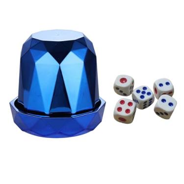 Imagem de Aosekaa Copo de dados suporte de armazenamento de dados estável shaker acessórios de jogo de tabuleiro com 5 dados copo agitado para barra ktv doméstico, Azul Comum