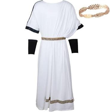 Imagem de Slorntukn Toga Costume Roupão grego romano masculino com cinto de punho (branco, 2GG)