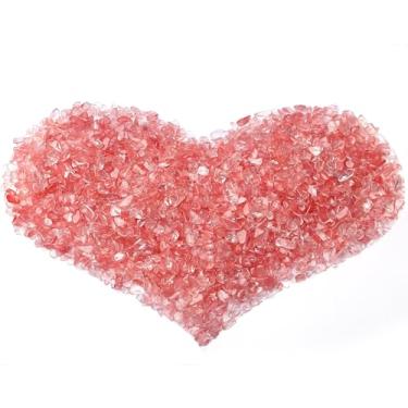 Imagem de MAIBAOTA Lascas de cristal de melancia natural a granel 450 g pequenas pedras caídas peças de cristal trituradas pedras decorativas para enchimento de vasos, garrafas, artesanato