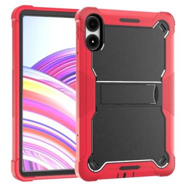 Imagem de Capa para tablet Xiaomi Redmi Pad Pro 30.7 cm 2024 Poco PAD 12.1 polegadas, estilo empresarial, com suporte rígido para PC, capa à prova de choque (preto e vermelho, para Redmi Pad Pro 12.1)