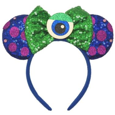 Imagem de Viwind Bow Ears Headbands for Women and Men, Cute Eyes Mouse Ears Hairbands for Adult, Mike Wazowski Costume Birthday Party Decorations Hair Accessory