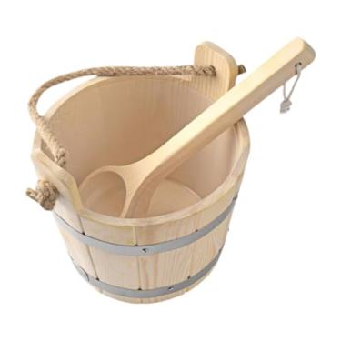 Imagem de IEUDNS Barril de sauna de madeira e concha, portátil, 5L resistente para hotel, banheiro, casa