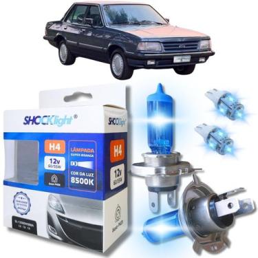 Imagem de Kit par lâmpadas super branca conector h4 8500k shocklight + par leds 