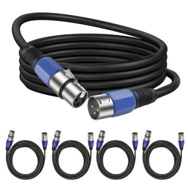 Imagem de Kit com 5 Cabos de Microfone XLR Canon Balanceado Macho x Fêmea 5m de 