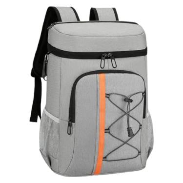Imagem de Pegciuho Grande Capacidade Cooler Bag Isolado Cooler Mochila Homens Mulheres Confortável Térmica Cooler Mochila Almoço para Caminhada, Cinza claro, Tamanho real